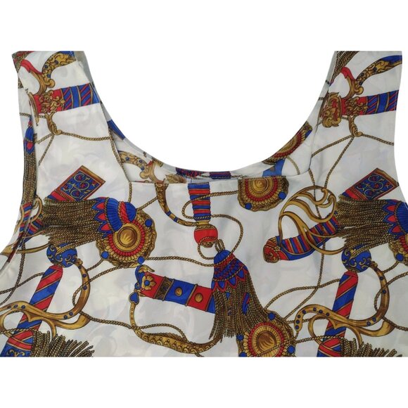 Vtg Gracie Bishop Jacquard Satin Tank Pajama Shorts Set Size M Rococo Preppy - Picture 2 of 6